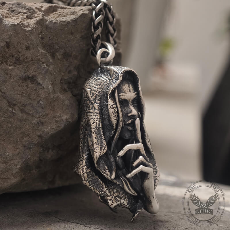 No Speak Sterling Silver Witch Pendant