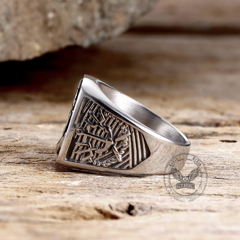 Nordic Anchor Compass Stainless Steel Ring | Gthic.com