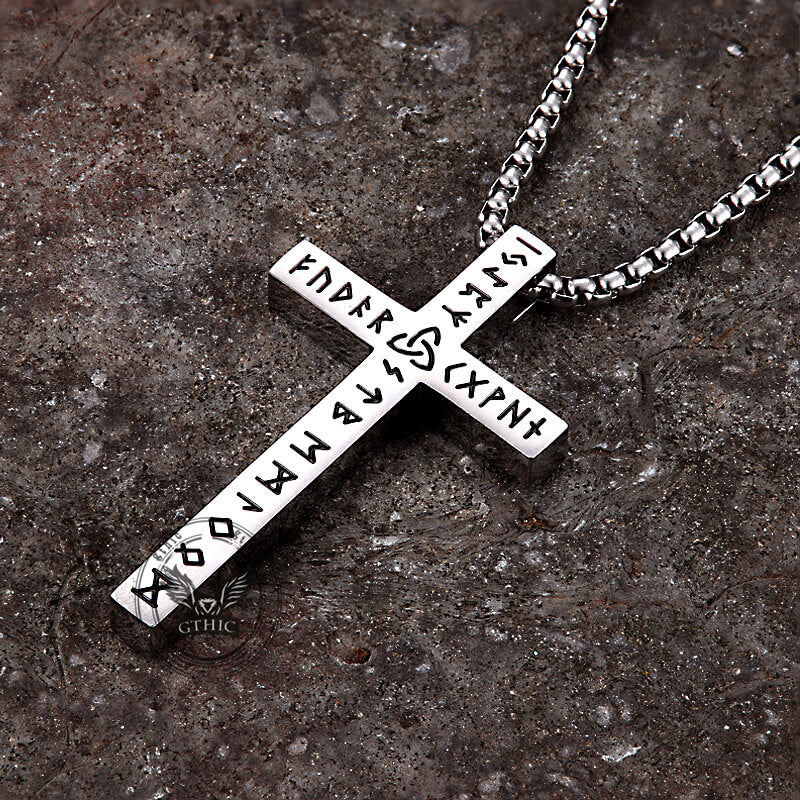 Nordic Celtic Knot Rune Stainless Steel Cross Pendant
