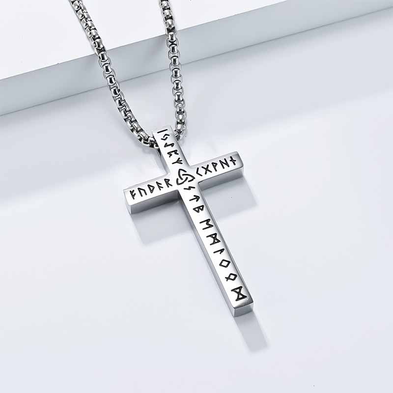 Nordic Celtic Knot Rune Stainless Steel Cross Pendant 03 | Gthic.com