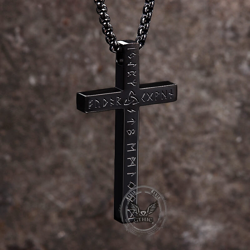 Nordic Celtic Knot Rune Stainless Steel Cross Pendant