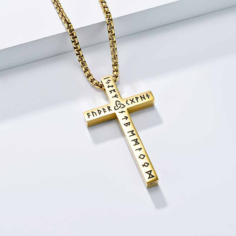 Nordic Celtic Knot Rune Stainless Steel Cross Pendant