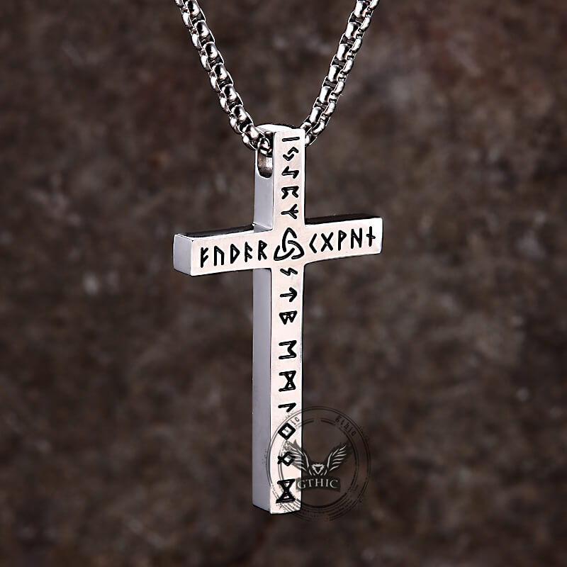 Nordic Celtic Knot Rune Stainless Steel Cross Pendant