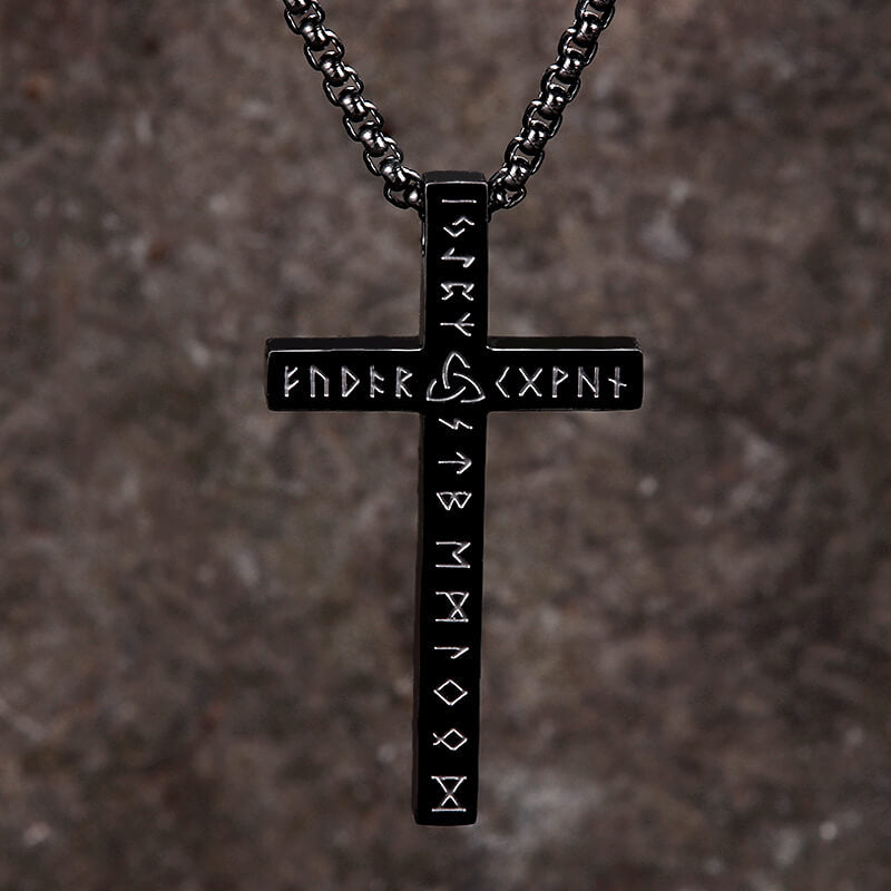 Nordic Celtic Knot Rune Stainless Steel Cross Pendant