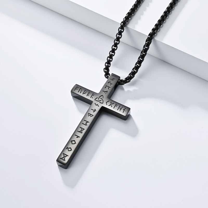 Nordic Celtic Knot Rune Stainless Steel Cross Pendant