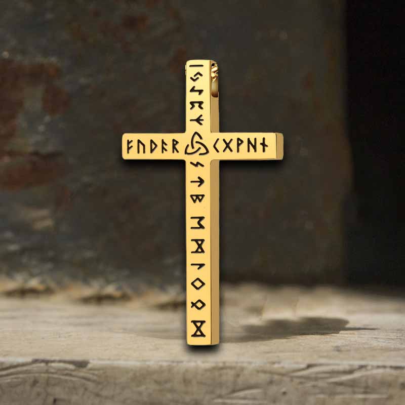 Nordic Celtic Knot Rune Stainless Steel Cross Pendant
