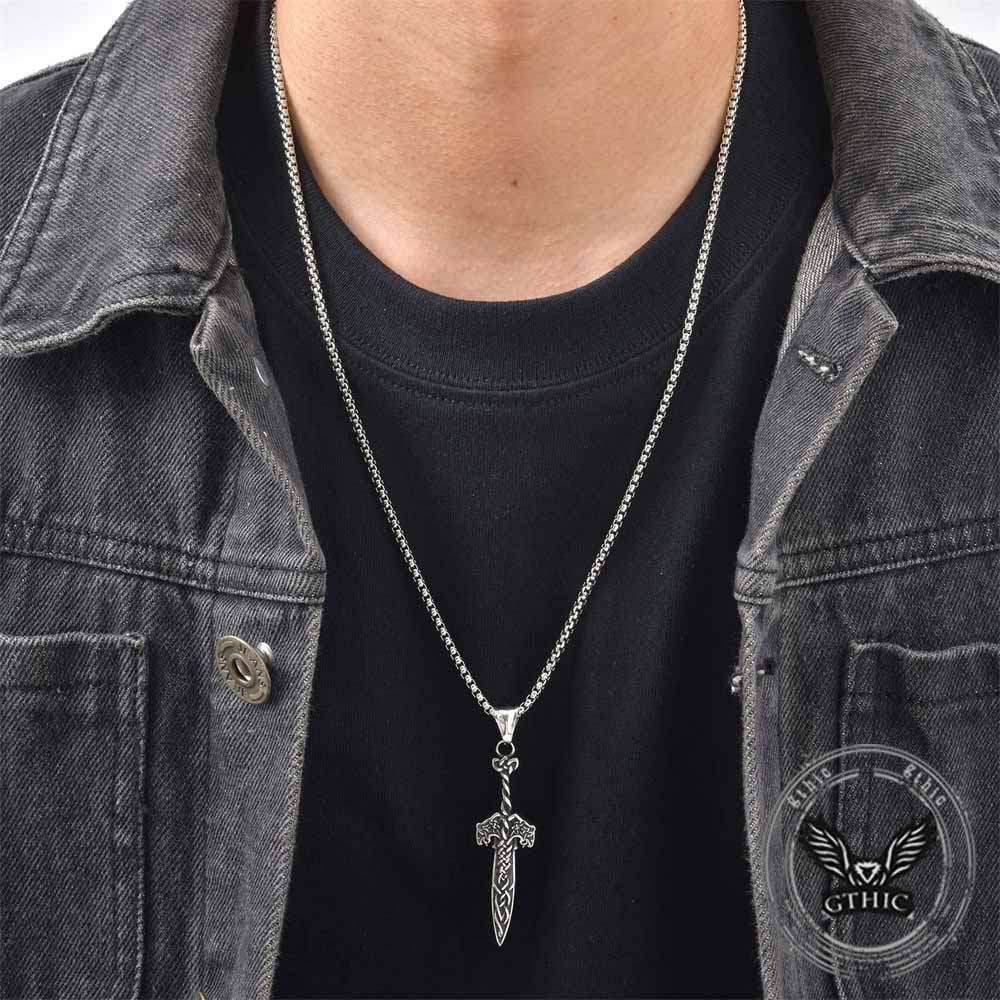 Nordic Celtic Knot Sword Stainless Steel Pendant | Gthic.com