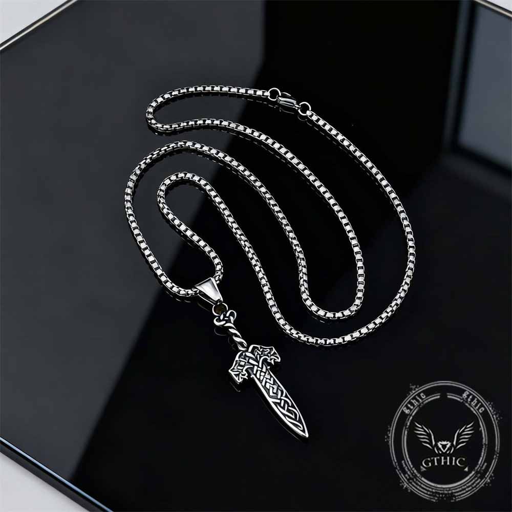Nordic Celtic Knot Sword Stainless Steel Pendant