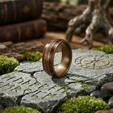 Nordic Celtic Knot Wood Grain Stainless Steel Ring