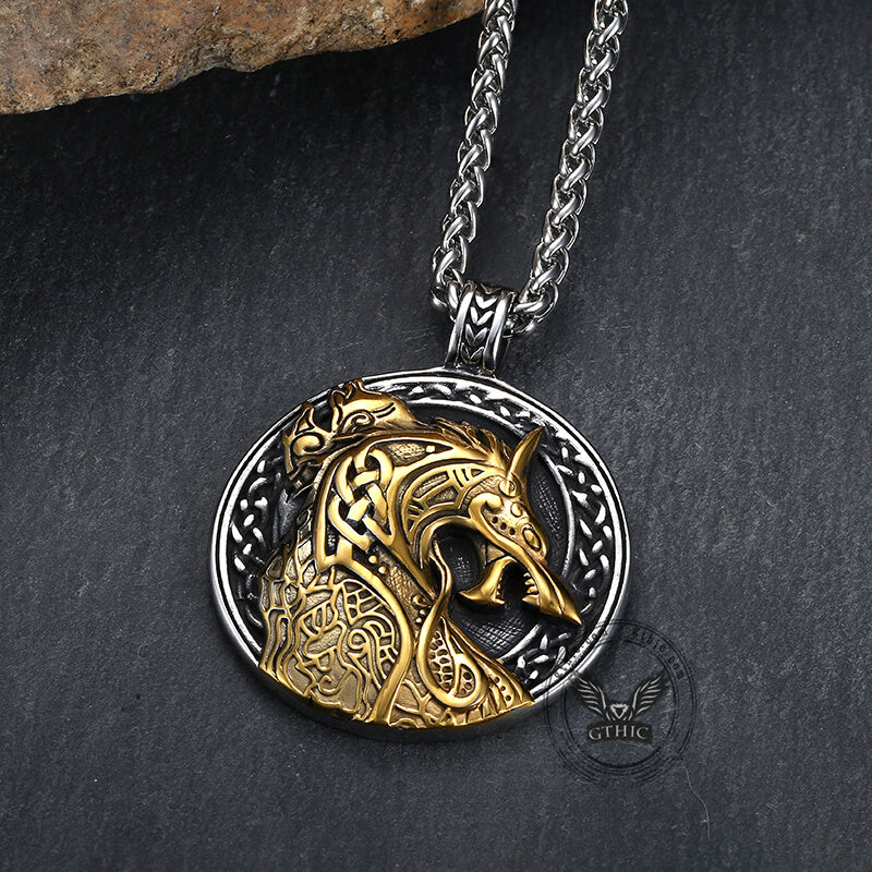 Nordic Dragon Stainless Steel Viking Pendant | Gthic.com