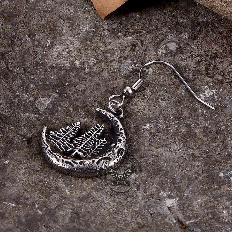 Nordic Forest Moon Stainless Steel Viking Earrings | Gthic.com