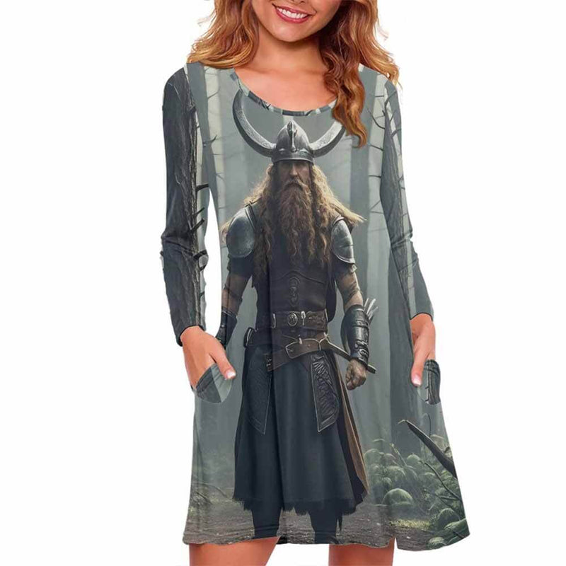 Nordic God of War Double Pocket Casual Dress 01 | Gthic.com