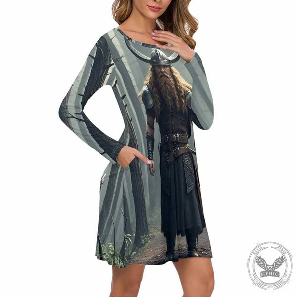 Nordic God of War Double Pocket Casual Dress 02 | Gthic.com