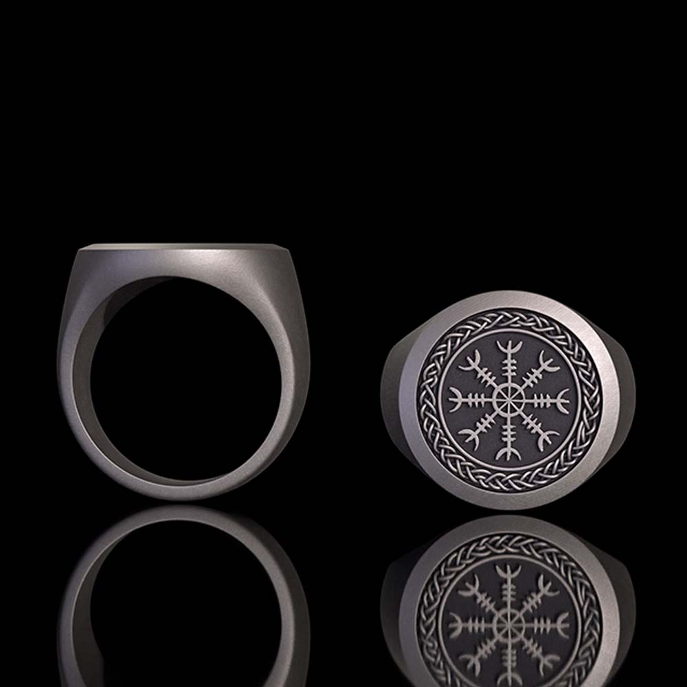 Nordic Helm of Awe Knotwork Sterling Silver Ring | Gthic.com