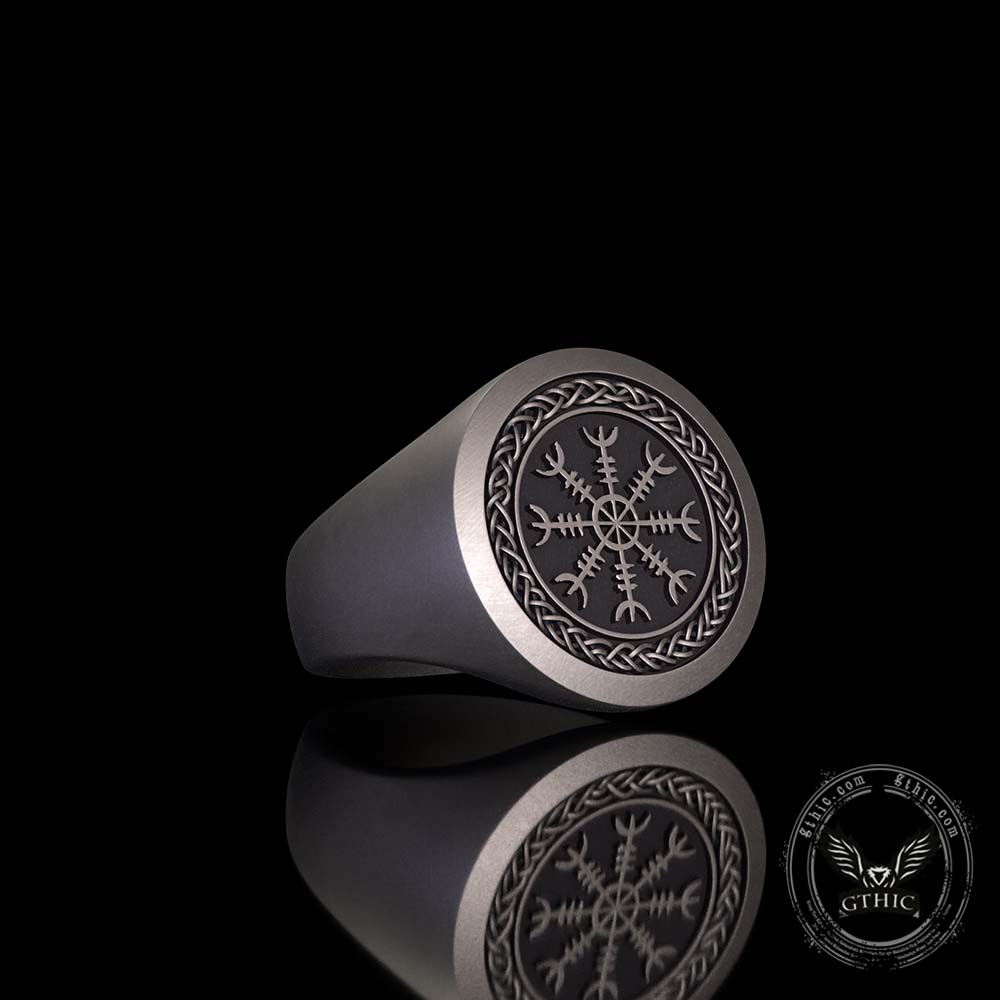 Nordic Helm of Awe Knotwork Sterling Silver Ring | Gthic.com
