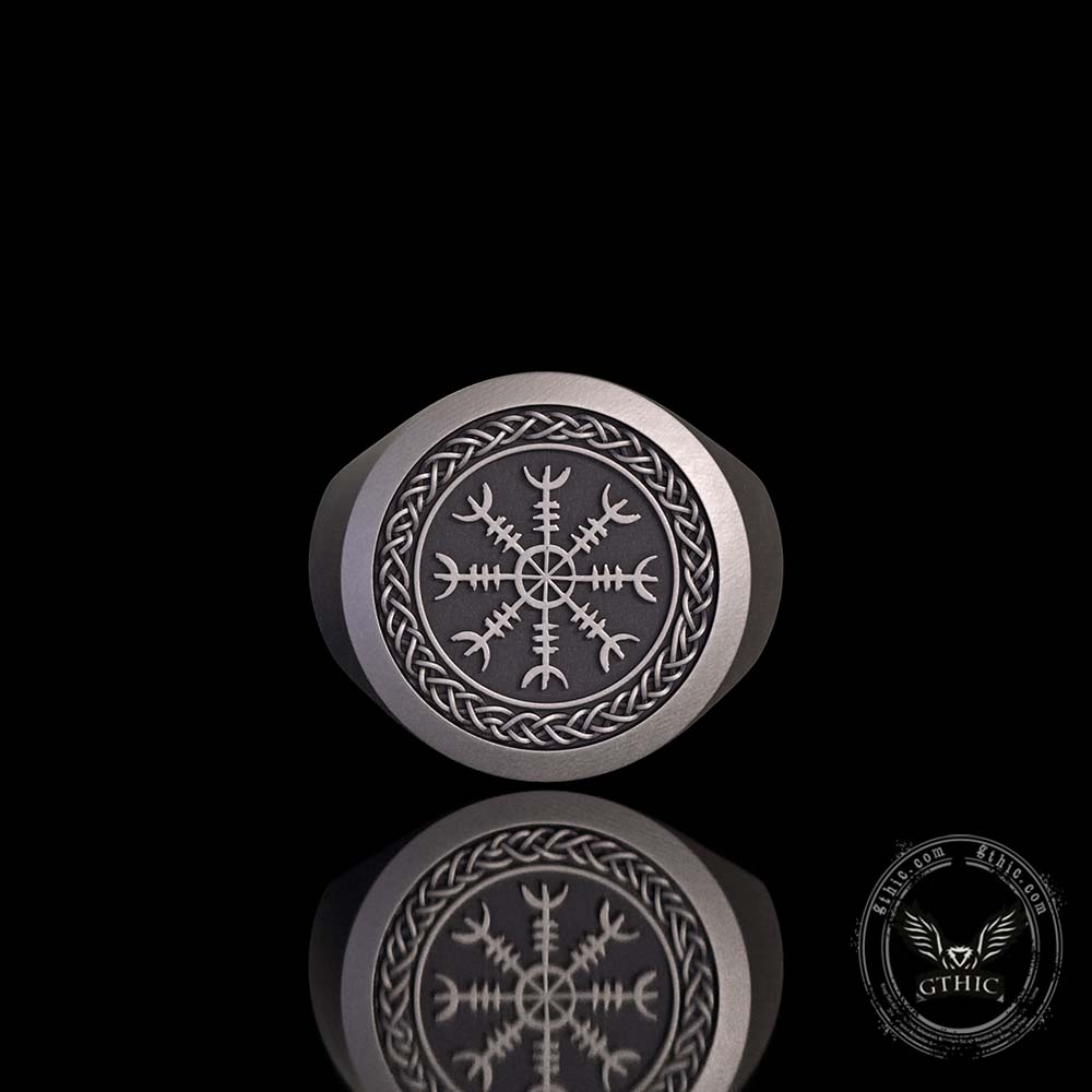 Nordic Helm of Awe Knotwork Sterling Silver Ring