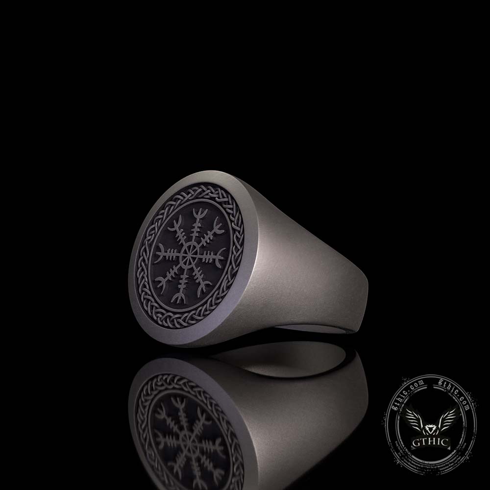 Nordic Helm of Awe Knotwork Sterling Silver Ring