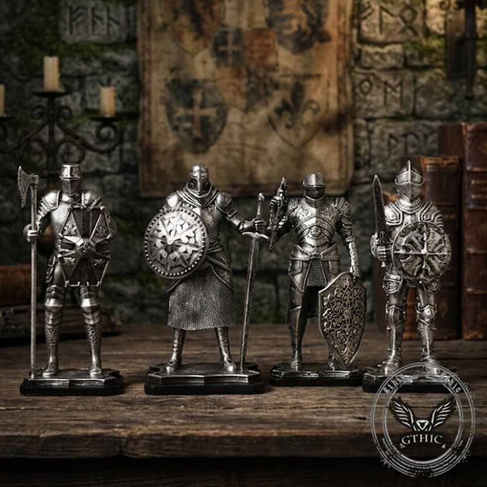 Nordic Medieval Knight Warrior Statue Resin Figurines