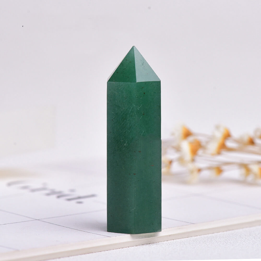Nordic Modern Green Hexagonal Prism Figurine Crystal Tower