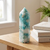 Nordic Modern Green Hexagonal Prism Figurine Crystal Tower | Gthic.com