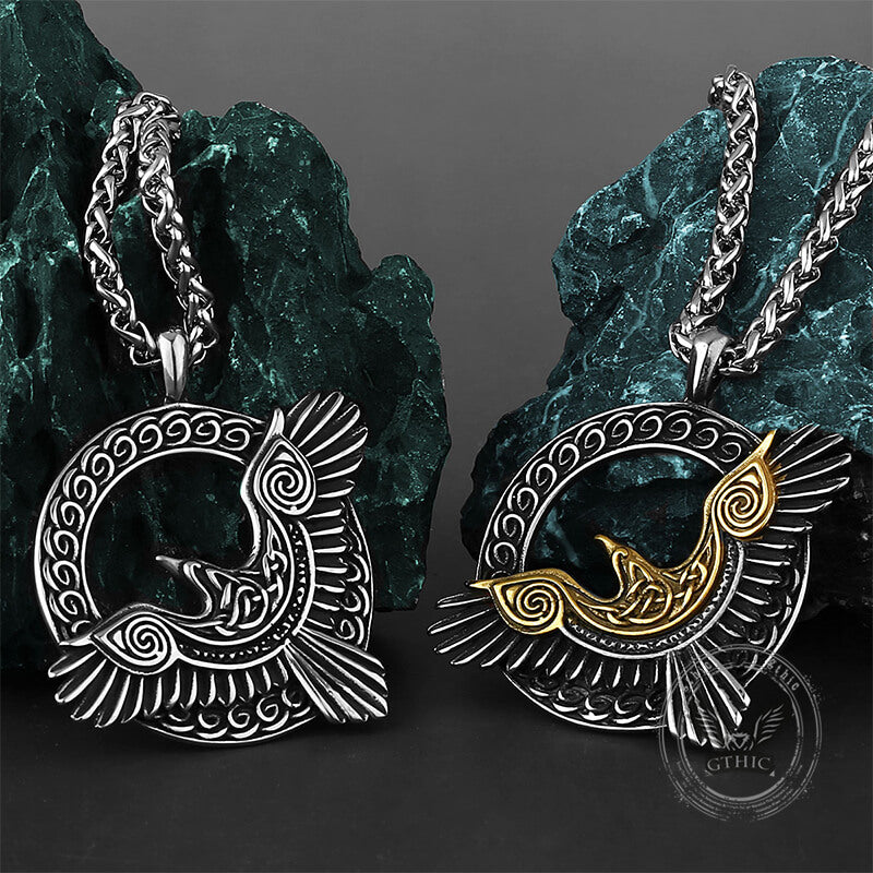 Nordic Odin Raven Stainless Steel Viking Pendant 01 | Gthic.com