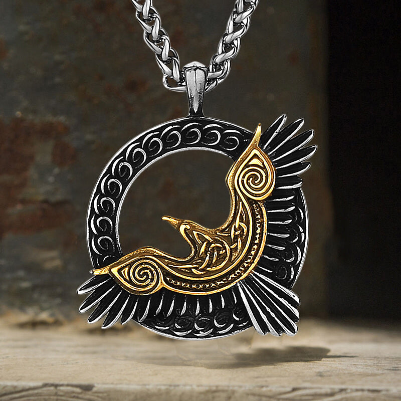 Nordic Odin Raven Stainless Steel Viking Pendant 02 | Gthic.com