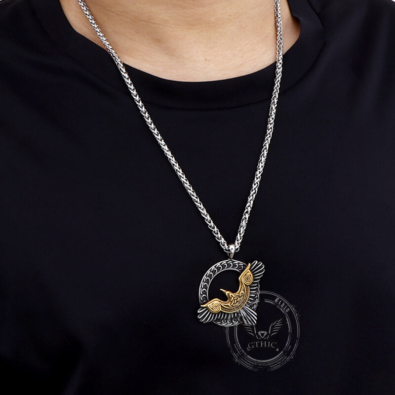 Nordic Odin Raven Stainless Steel Viking Pendant 02 | Gthic.com