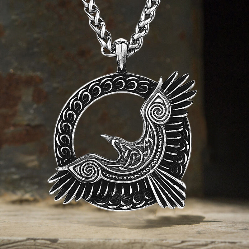Nordic Odin Raven Stainless Steel Viking Pendant 03 | Gthic.com