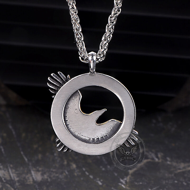 Nordic Odin Raven Stainless Steel Viking Pendant