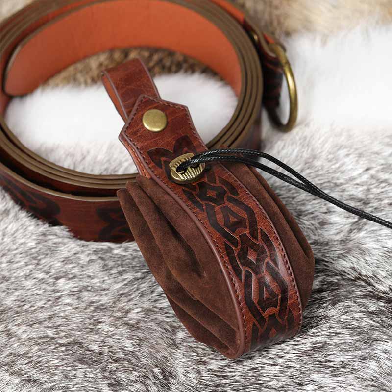 Nordic Retro Patterned Pouch Drawstring Waist Bag