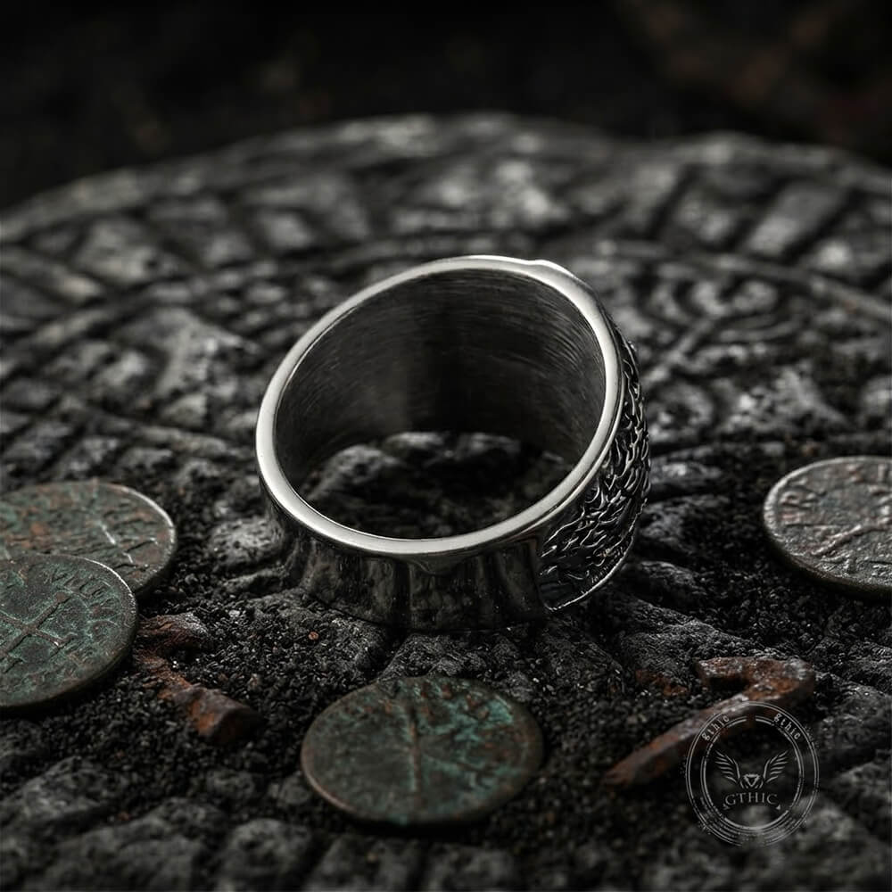 Nordic Roaring Bear Head Stainless Steel Rugged Ring