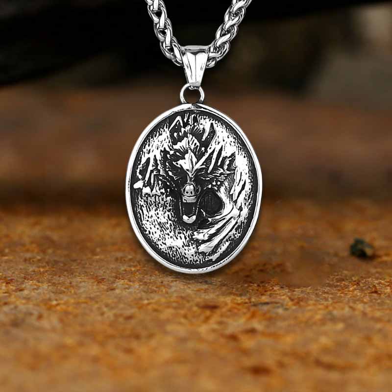 Nordic Roaring Wolf Head Stainless Steel Pendant | Gthic.com