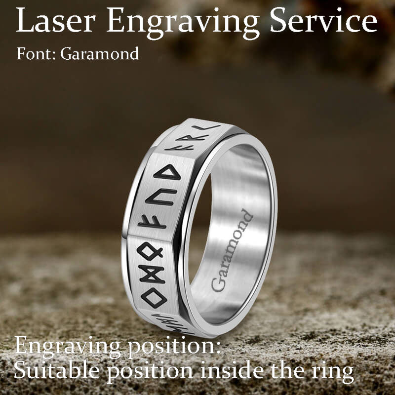 Nordic Rune Stainless Steel Spinner Ring