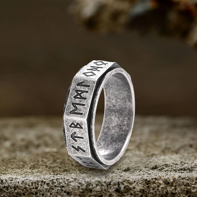 Nordic Rune Stainless Steel Spinner Ring | Gthic.com