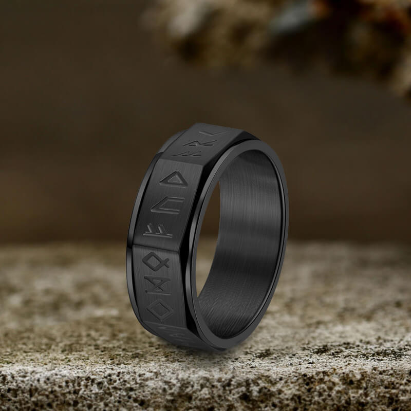 Nordic Rune Stainless Steel Spinner Ring | Gthic.com