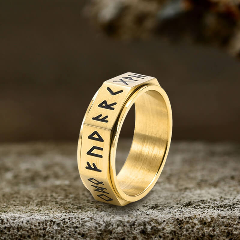 Nordic Rune Stainless Steel Spinner Ring | Gthic.com