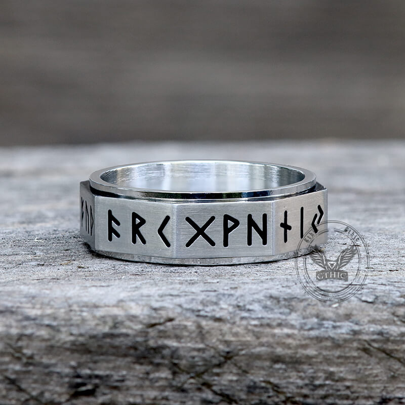 Nordic Rune Stainless Steel Spinner Ring | Gthic.com