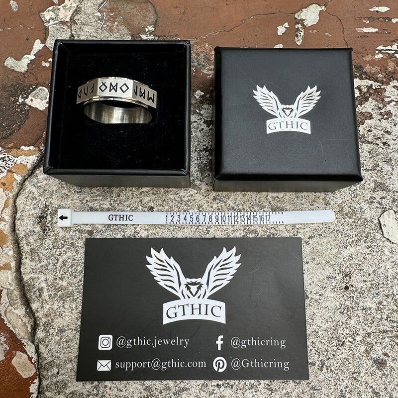 Nordic Rune Stainless Steel Spinner Ring