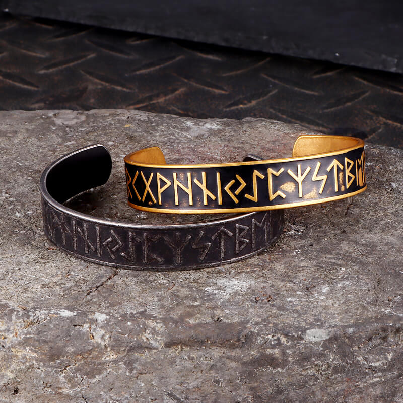 Nordic Rune Stainless Steel Viking Cuff Bracelet | Gthic.com