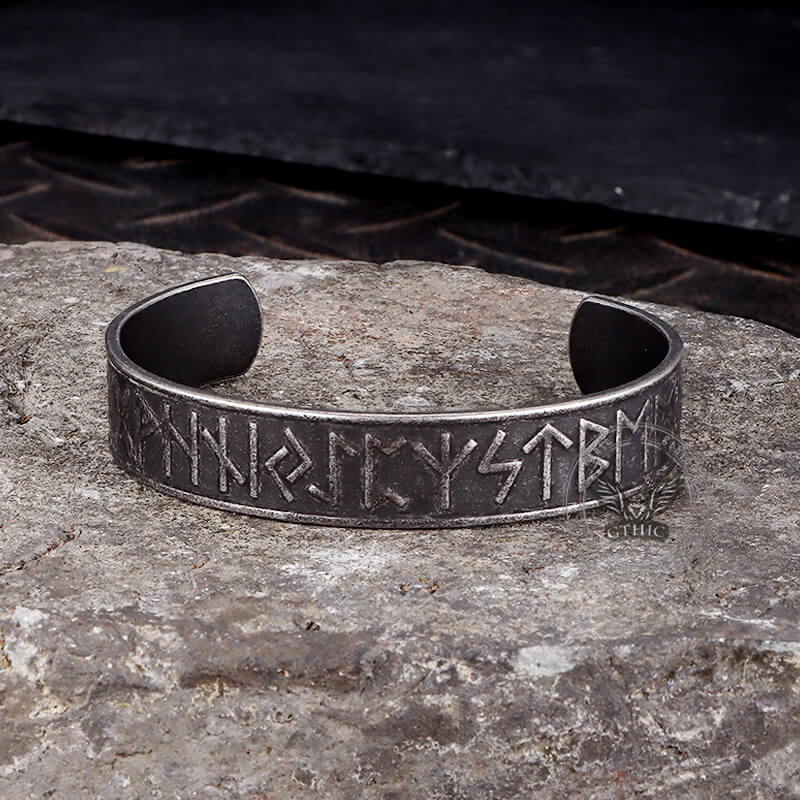 Nordic Rune Stainless Steel Viking Cuff Bracelet