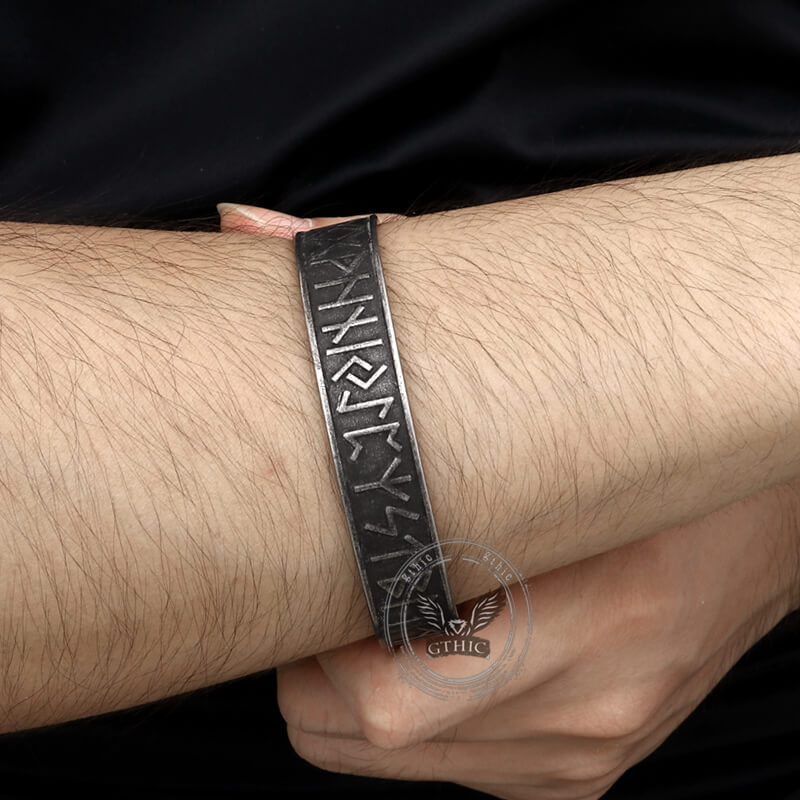 Nordic Rune Stainless Steel Viking Cuff Bracelet | Gthic.com