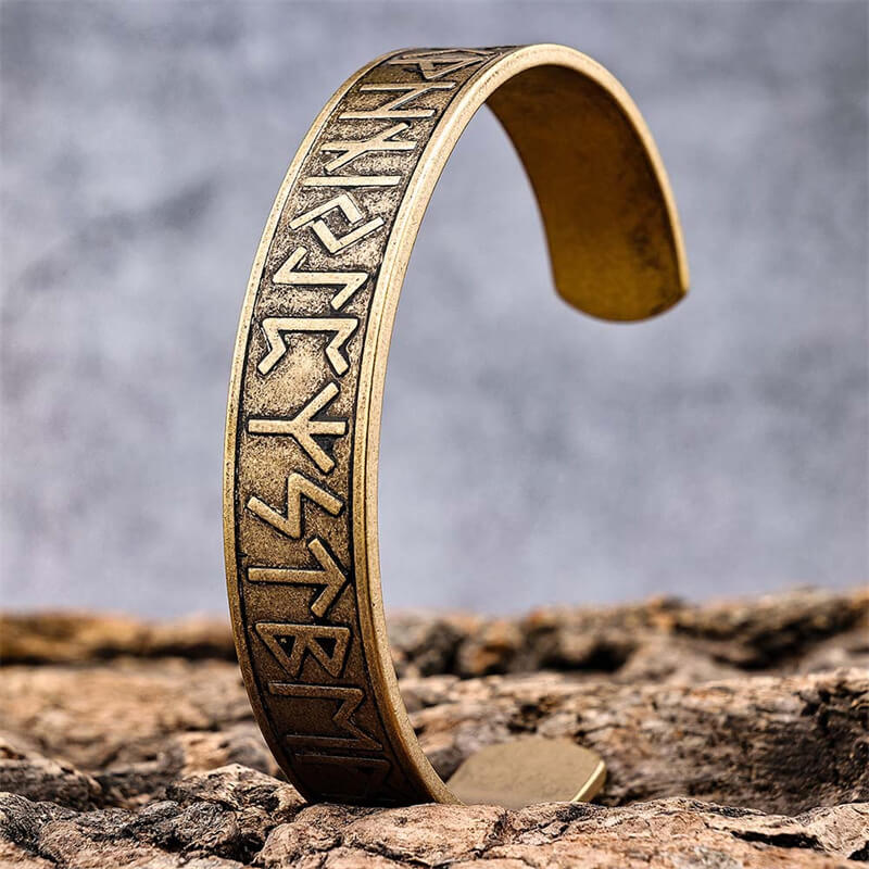 Nordic Rune Stainless Steel Viking Cuff Bracelet 02 | Gthic.com