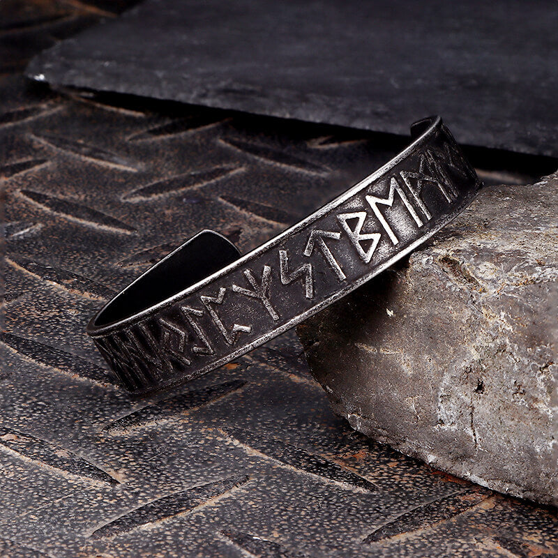 Nordic Rune Stainless Steel Viking Cuff Bracelet | Gthic.com