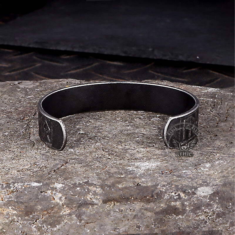 Nordic Rune Stainless Steel Viking Cuff Bracelet