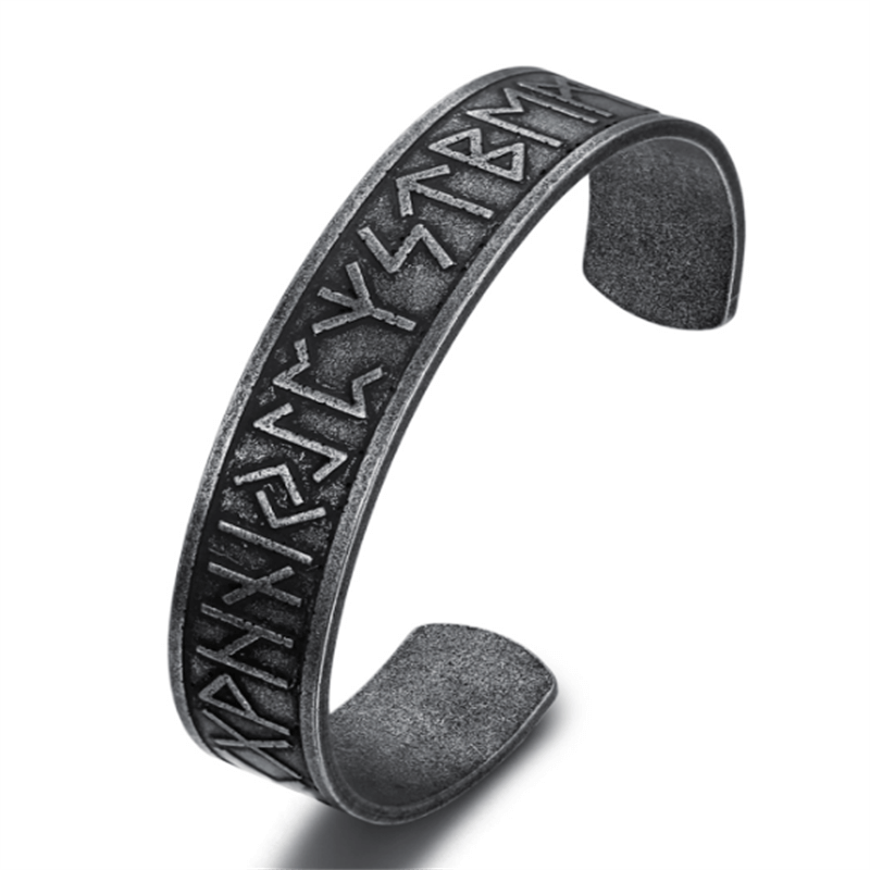 Nordic Rune Stainless Steel Viking Cuff Bracelet