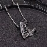 Nordic Thor's Hammer Raven Stainless Steel Pendant