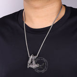 Nordic Thor's Hammer Raven Stainless Steel Pendant | Gthic.com