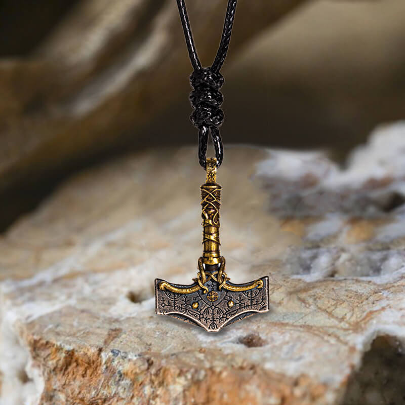 Sterling Silver Small Chunky Thor's Hammer Pendant Viking Necklace |  Silverly