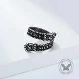 Nordic Two-Headed Snake Stainless Steel Viking Open Ring