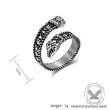 Nordic Two-Headed Snake Stainless Steel Viking Open Ring